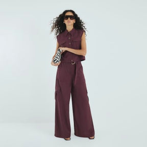 Red Premium Belted Utility Trousers