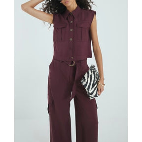 Red Premium Belted Utility Trousers
