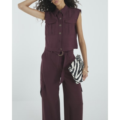 Red Premium Belted Utility Trousers