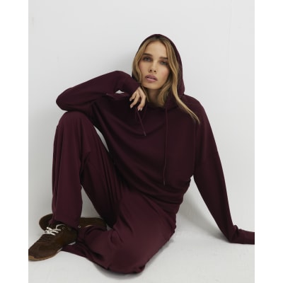 Red Premium High Waisted Wide Leg Joggers