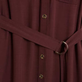Red Premium Midi Utility Shirt Dress