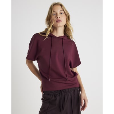 Red Premium Short Sleeve Hooded Top