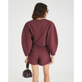 Red Puffed Sleeve Tailored Blazer