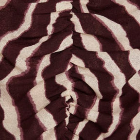 Red Ruched Wavy Print Mesh Top