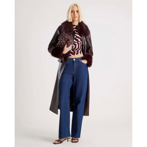 Red Ruched Wavy Print Mesh Top