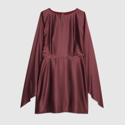 Red satin Cape Mini Dress
