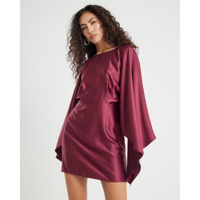 Red satin Cape Mini Dress