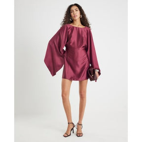 Red satin Cape Mini Dress