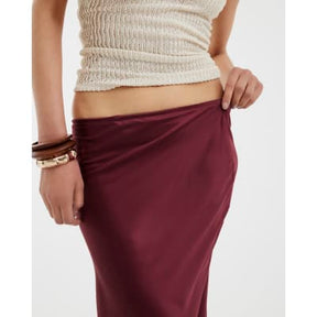 Red Satin Maxi Skirt