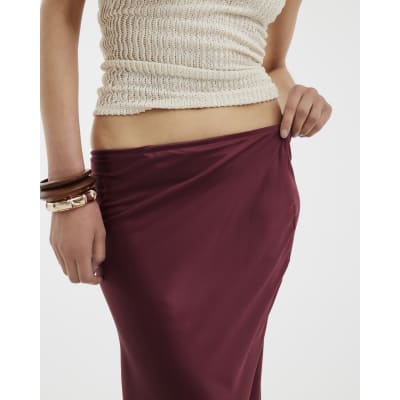 Red Satin Maxi Skirt