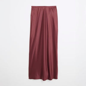 Red Satin Maxi Skirt