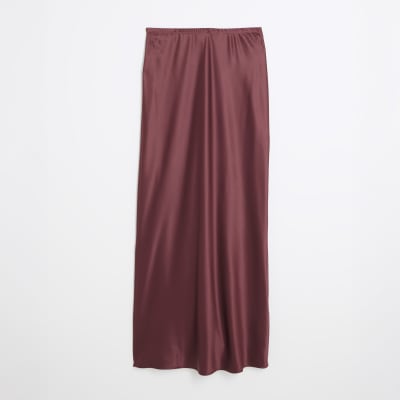Red Satin Maxi Skirt