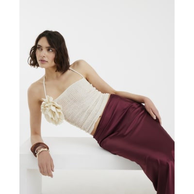 Red Satin Maxi Skirt