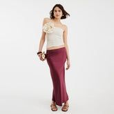 Red Satin Maxi Skirt