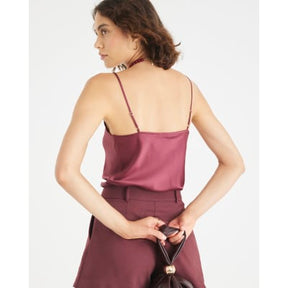 Red Satin Scallop Trim Cami Top