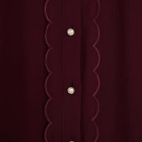 Red Scallop Trim Chiffon Shirt