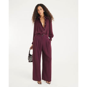 Red Scallop Trim Chiffon Shirt