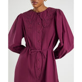 Red Scalloped Collar Mini Shirt Dress