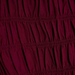 Red Shirred Long Sleeve Top