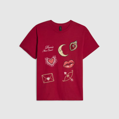 Red Short Sleeve Paris Graphic Print T-shirt