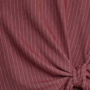 Red Short Sleeve Pinstripe Tie Detail Top