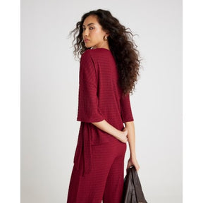 Red Short Sleeve Textured Tie T-shirt