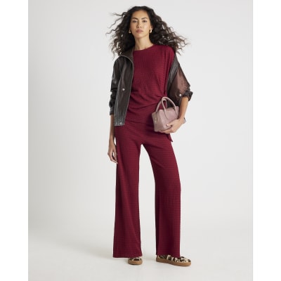 Red Short Sleeve Textured Tie T-shirt