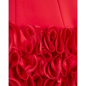 Red Sleeveless 3D Floral Hem Mini Dress