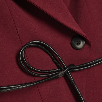 Red Sleeveless Belted Waistcoat