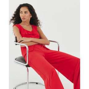 Red Sleeveless Bow Hybrid Jumpsuit