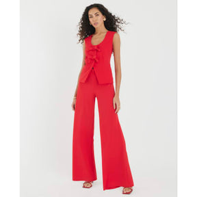 Red Sleeveless Bow Hybrid Jumpsuit