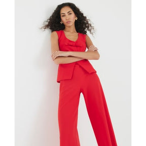 Red Sleeveless Bow Hybrid Jumpsuit