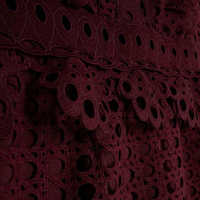 Red Sleeveless Broderie Midi Dress