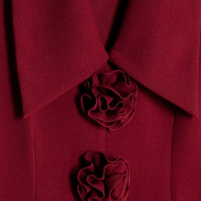 Red Sleeveless Corsage Collared Mini Dress