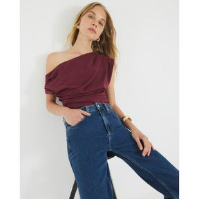Red Sleeveless Drape Top