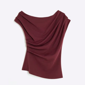 Red Sleeveless Drape Top