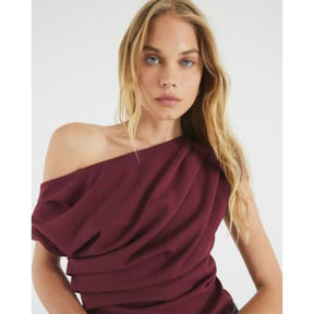 Red Sleeveless Drape Top