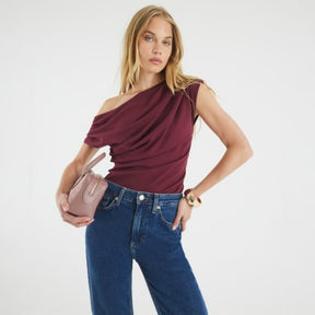 Red Sleeveless Drape Top