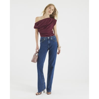 Red Sleeveless Drape Top