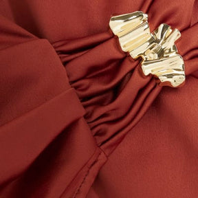 Red Sleeveless Gold Detail Wrap Top
