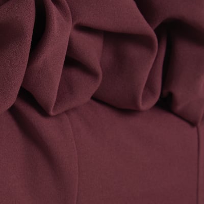 Red Sleeveless Ruffle Bardot Top