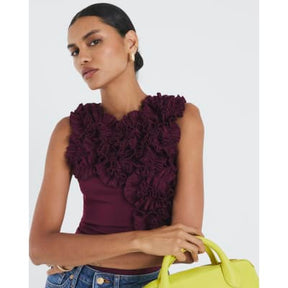 Red Sleeveless Ruffle Bodysuit