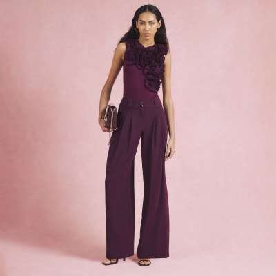 Red Sleeveless Ruffle Bodysuit