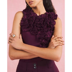 Red Sleeveless Ruffle Bodysuit