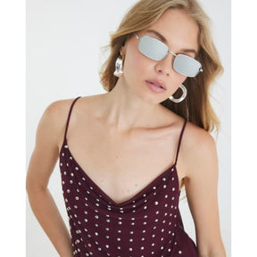 Red Sleeveless Studded Cowl Neck Cami Top