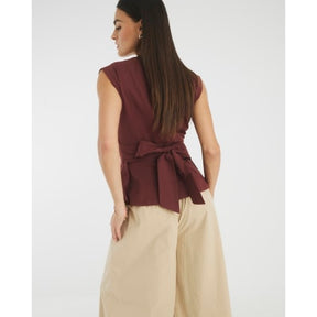 Red Sleeveless Tie Back Corset Top