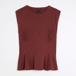 Red Sleeveless Tie Back Corset Top