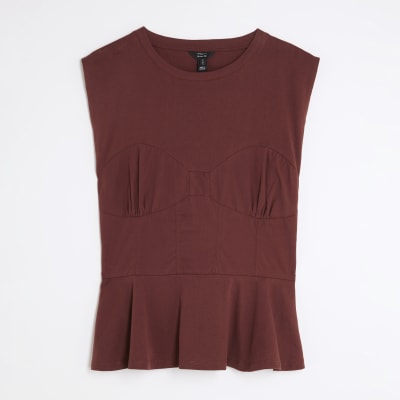 Red Sleeveless Tie Back Corset Top