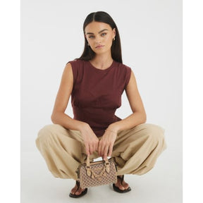 Red Sleeveless Tie Back Corset Top