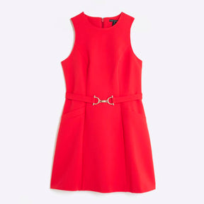 Red Snaffle Front Mini Shift Dress